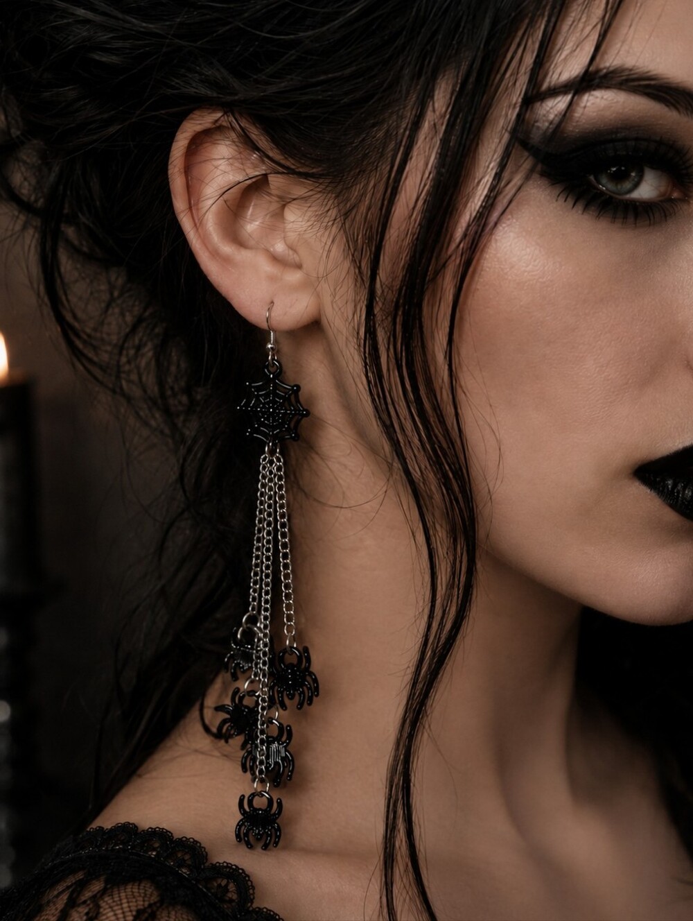 Hot Topic Dangle Spiders & Spiderweb Earrings Halloween Goth Fashion Jewelry